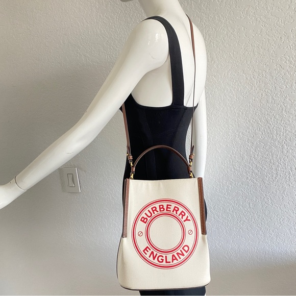 Burberry Logo Graphic Canvas Bucket Bag - Picture 8 of 14